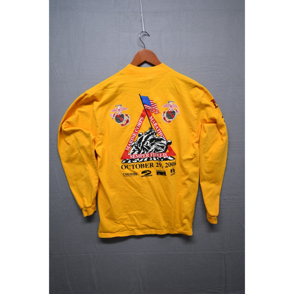 2006 Marine Corps Marathon Long Sleeve Shirt L USMC Competitor Yellow Vintage - Picture 9 of 10